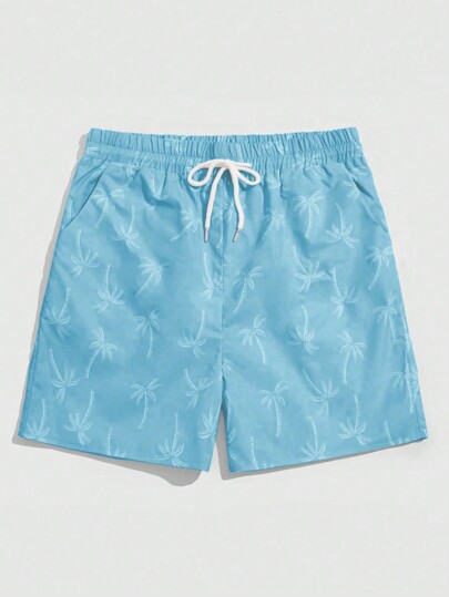 Street Life Men Palm Tree Printed Drawstring Summer Shorts