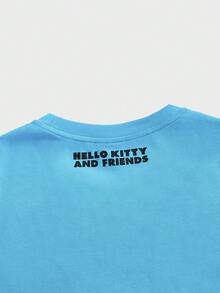 HELLO KITTY AND FRIENDS | SHEIN Unisex Dopamine Casual Interesting Blue Fit Couple T-Shirt - Blue - View 3