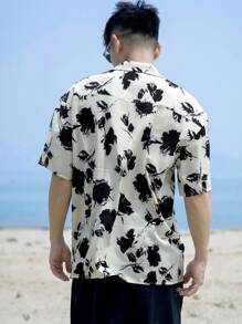 DAZY Männer Sommer Strand Hemd mit Blumen Muster