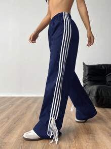 SHEIN EZwear 女士编织肩带工装裤 - 寶藍色 - 查看 6