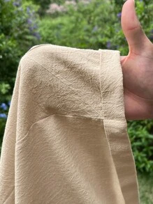 Solflare Plus Size Women Casual Street Style Apricot Color Pocket Drawstring Loose Romper - Apricot - View 8