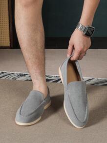 Men's Classic Loafers, Round Toe, 2024 Summer And Autumn New Arrivals, Versatile Men's Dress Shoes, British Style Loafers, Flat, Breathable, Casual, Soft-Sole With Handmade Craftsmanship, Large Size 43-46 - Grey - View 5