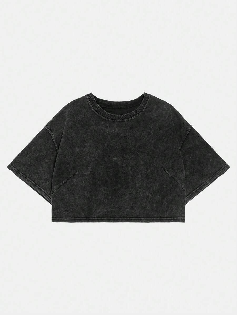 Coolane Women Heavyweight Basic Short Sleeve T-Shirt With Pure Cotton And Washed Technology - Black - View 1