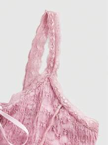 ROMWE Fairycore Women Renaissance Lace Up Fashion Lace Cami Top - Pink - View 4