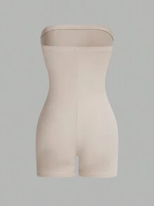 SHEIN EZwear 1pc Women's Solid Color Strapless Romper, Simple And Slim-Fit Style - Multicolor - View 7