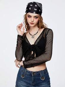 SHEINNeu Damskie letnie, seksowne, przezroczyste topy z siateczki