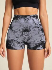 Easithlete Super Short Tie-Dye High Elasticity Sports Shorts Boot Shorts Spandex Short - Multicolor - View 2