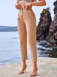 RueChic Dames effen kleur broek met rechte pijpen