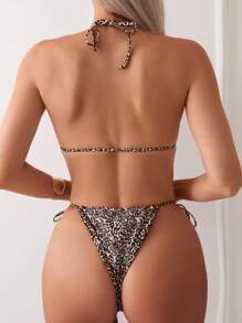 SHEIN Swim Women Leopard Print Halter Neck Sexy Bikini Set For Vacation, Random Print Summer - Multicolor - View 2