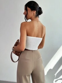 Firerie Women Sleeveless Criss-Cross Twist Detail Elegant Blouse For Commute