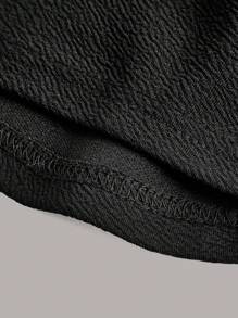 SHEIN MOD Áo nữ Bất đối xứng Tương phản ràng buộc màu trơn Giải trí - màu đen - Xem 4