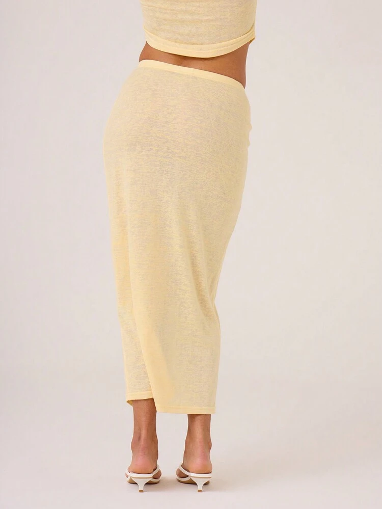 Solid Elastic Waist Simple Long Skirt Elegant Summer Chic Vacation