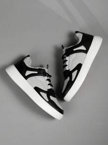2025 New Men's Sports Shoes, Fashionable And Stylish Men's Casual Shoes, Lace-Up Men's Shoes, Skateboard Shoes, Men's Sports Shoes, Sneakers For Men - Black And Silver - View 6