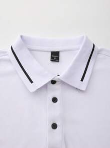 Manfinity Homme Men Summer Casual Color-Block Polo Shirt With Short Sleeves, For Golf