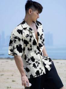 DAZY Männer Sommer Strand Hemd mit Blumen Muster