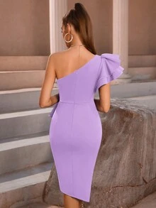 ADYCE Un singur umăr cu volan, fără spate, fante, înfășurate, pentru petrecere de cocktail, rochie bodycon, elegantă, bal de absolvire, semi-formală, pentru invitați de nuntă, pentru ziua de naștere, absolvire, cină, întoarcere acasă