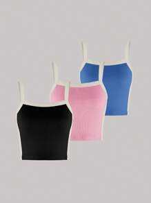 Chiquease Camiseta Sin Mangas De Bloque De Color Para Mujer (paquete De 3) - Multicolor - View 3