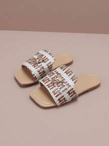 Sandales plates pour enfants avec boucle décorée d'une tête de léopard