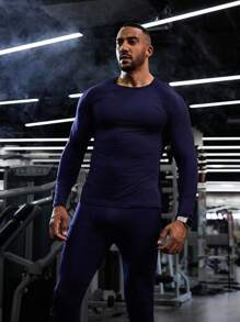 Gym Rark Conjunto deportivo de hombre estilo novio con top de compresión de cuello redondo de unicolor y manga larga, y pantalones largos - Conjunto de gimnasio y entrenamiento - azul real - Ver 3