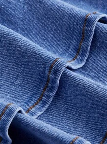 SHEIN MOD Women Sexy Summer Denim Mini Skirt With Ruffle Hem