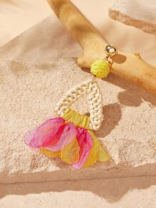 SHEIN VCAY Retro Vàng Hoa Hoa tai Nổi bật Màu đồng Cây nho Dệt - Màu vàng - Xem 7