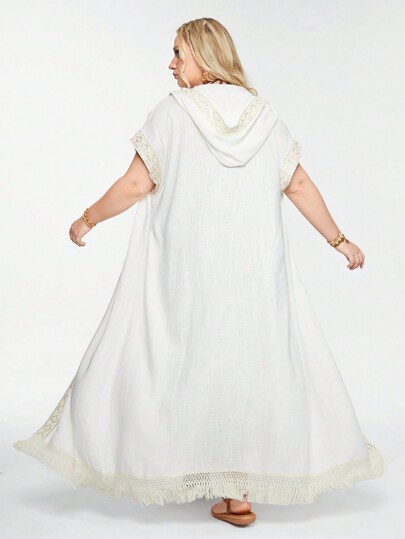 Hippie Bohemian Hooded Sunscreen Holiday Mesh Cover Up