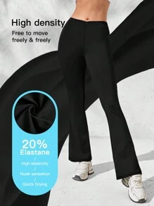 SHEIN Sport Studio Pantalones deportivos acampanados de cintura baja y ajustados de unicolor