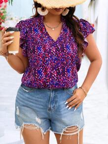 Breezaya Áo cánh ngắn họa tiết động vật cổ chữ V cỡ lớn - Nhiều màu - Xem 7