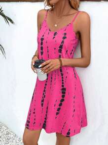 SHEIN LUNE Vestido de tirantes de moda para mujer con estampado aleatorio - Rosa - Ver 6