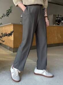 DAZY Quần âu ống côn màu trơn thường ngày dành cho nam trang phục công sở - Xám - Xem 5