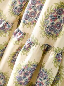 女婴休闲甜美度假露背连衣裙，带荷叶边饰边，适合外出和度假 - 彩色 - 查看 3