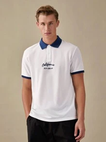 Manfinity NXTstreet 男士时尚夏季舒适百搭 Polo 衫，返校 - 白色 - 查看 1