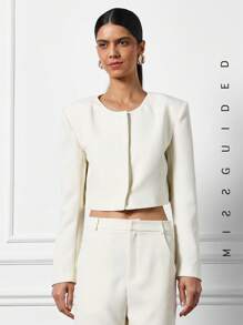 MISSGUIDED Blazer And Bermuda Shorts Set - White - View 5