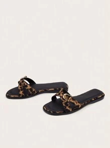 Sandales plates à enfiler avec bride croisée et bout carré, pour grandes tailles, marron, tenues décontractées et quotidiennes