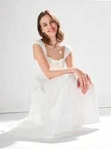Enchnt Summer Romantic Party White Long Dress - White - View 8