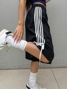 DAZY Mujeres, pantalones cortos a rayas con lazo de moda para ocasiones informales en verano