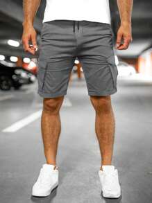 Manfinity Homme Hombres Shorts con bolsillo lateral con solapa cargo