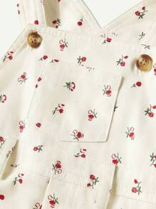 Cozy Pixies Ensemble de 2 pièces pour bébé fille, Haut tricoté à col rond et à manches courtes douces unicolore & Barboteuse imprimée florale à bretelles - Rose bonbon - Voir 9