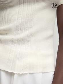 BizChic Top de Malha com Gola Polo Elegante, Manga Curta, Ajustada e Graciosa