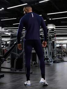 Gym Rark Conjunto deportivo de hombre estilo novio con top de compresión de cuello redondo de unicolor y manga larga, y pantalones largos - Conjunto de gimnasio y entrenamiento - azul real - Ver 2