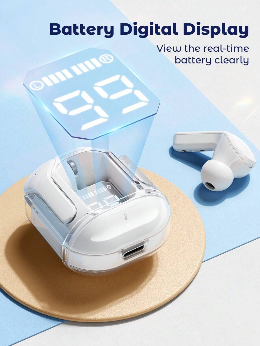 Teckwe Wireless Earbuds With LED Power Display Mini Crystal Charging