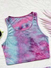 Soleia Ensemble décontracté pour femmes composé d'un débardeur et d'un short à motif tie-dye pour les vacances d'été - Multicolore - Voir 3