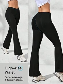 SHEIN Sport Studio Pantalones deportivos acampanados de cintura baja y ajustados de unicolor