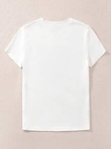 INAWLY Women Simple Printed Round Neck Short Sleeve T-Shirt, Summer Casual Fruit Shirt - White - View 2