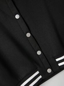 INAWLY Women'S Color Block College Style Jacket Fall Winter Cloth For Women - Black and White - View 3