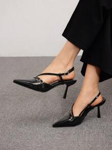 CUCCOO BIZCHIC Women's Pointed Toe High Heels Stiletto Pumps, Hollow Out Design Elegant Basics Business Casual Business Chic Halloween - Black - View 5