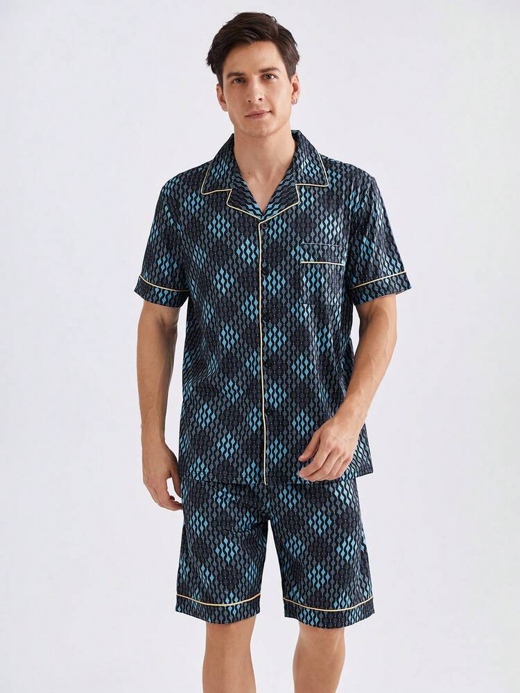 Men Casual & Comfortable Fashionable Checked Homewear Set