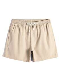 Manfinity Swimmode Men Solid Color Drawstring Beach Shorts, Suitable For Beach Vacation Or Swimming Pool Wear (2 Pieces In Pack)