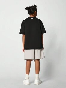 SUMWON 儿童男女通用尼龙工装短裤，带撞色口袋 - 卡其色 - 查看 4