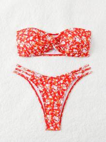 SHEIN Swim Women's Vacation Style Printed Bikini Set, Random Printed For Summer - Multicolor - View 5